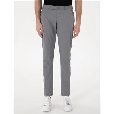 Gri Slim Fit Gofre Kanvas Pantolon
