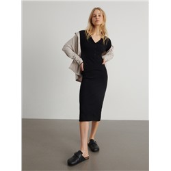 Strickkleid mit Gestreifter Struktur