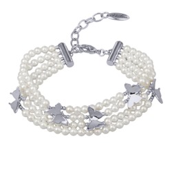 Браслет Нимфа (Майорка 4мм белая; покрытие родий) 18-22см, Есть комплект