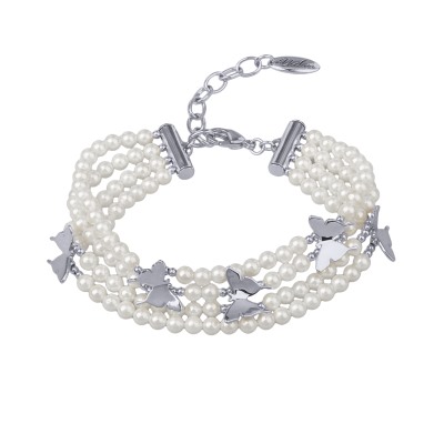 Браслет Нимфа (Майорка 4мм белая; покрытие родий) 18-22см, Есть комплект