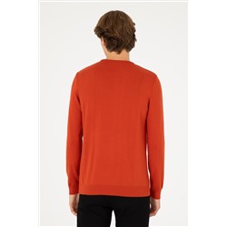 Erkek Slim Fit Bisiklet Yaka Kiremit Basic Kazak