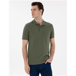 Haki Regular Fit %100 Pamuk Polo Yaka Basic Tişört