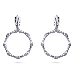 Серьги Бамбук (покрытие родий), Есть комплект