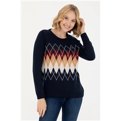 Kadın Lacivert Balıkçı Yaka Kazak