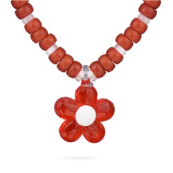 Колье Букет (коралл, перламурт, муранское стекло красное; покрытие золото), Есть комплект
