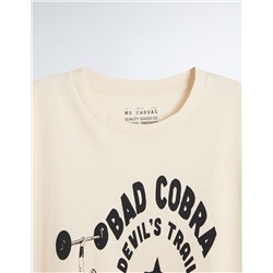 Print T-shirt, Men, White