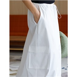 Юбка карго с кулисой внизу и резинкой на поясе из плотного поплина