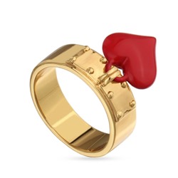 Кольцо Сердцебиение (1, 2см, эмаль красная; покрытие золото), Есть комплект