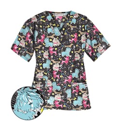 UA Dog Park Black Print Scrub Top