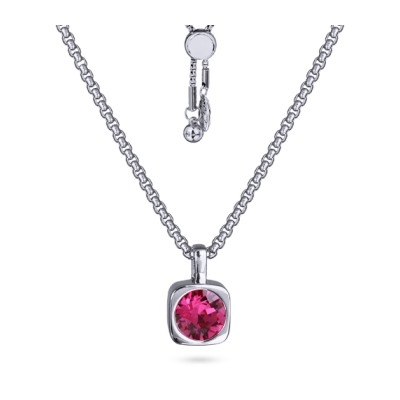 Кулон Теннис (кристаллы SW фуксия 7мм; покрытие родий) 70см, Есть комплект