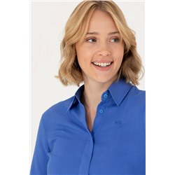 Kadın Mavi Uzun Kollu Gömlek