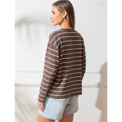 Лонгслив в полоску из премиального хлопка с эластаном