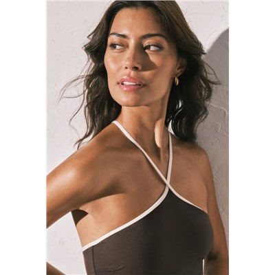 Bañador moldeador halter marrón