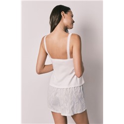 Pijama corto tirantes algodón blanco