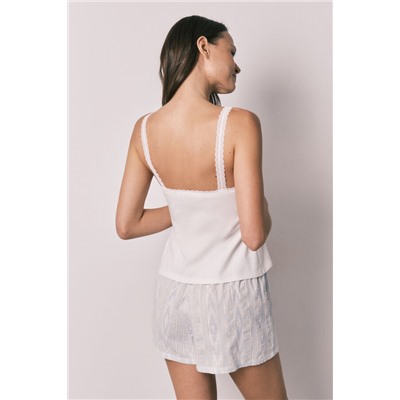 Pijama corto tirantes algodón blanco