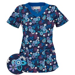 UA Mystic Garden Navy Print Scrub Top