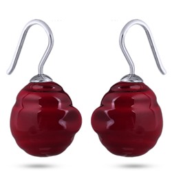 Серьги (Майорка 14мм барочная вишневая; покрытие родий), Есть комплект
