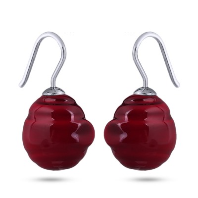 Серьги (Майорка 14мм барочная вишневая; покрытие родий), Есть комплект