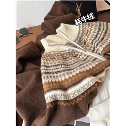 Женский шерстяной пуловер с короткой молнией АЙСИК*Л