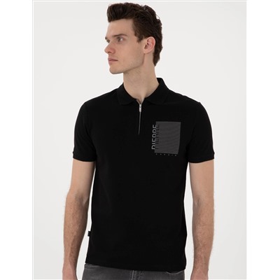 Siyah Slim Fit Polo Yaka Tişört