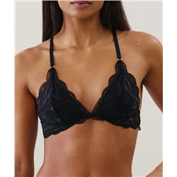 Sujetador triángulo push-up de encaje negro