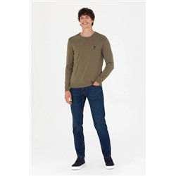 Erkek Haki Melanj Basic Kazak