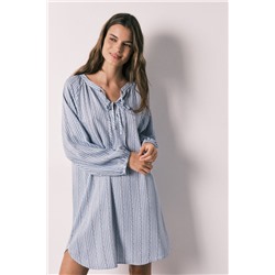 Camisola corta viscosa estampado rayas azul