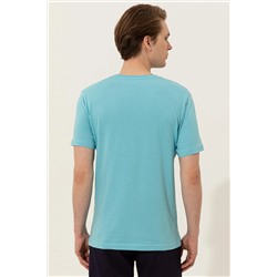 Erkek Turkuaz Bisiklet Yaka Tişört