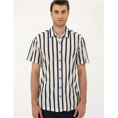 Bej Slim Fit Örme Gömlek