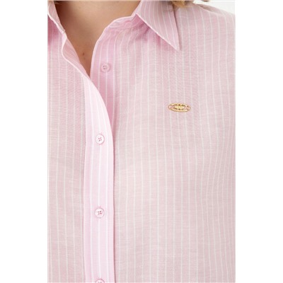 Kadın Pembe Kısa Kollu Gömlek