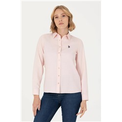 Kadın Pembe Uzun Kollu Basic Gömlek