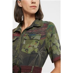 Vestido largo camisero tropical