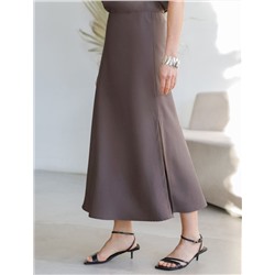 Юбка миди с разрезом скроенная по косой из плотного лиоцелла