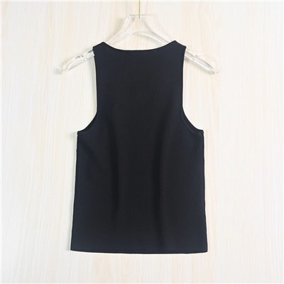 Трикотажный топ с круглым вырезом и вырезом на груди с декоративным шнурком из страз. Экспорт