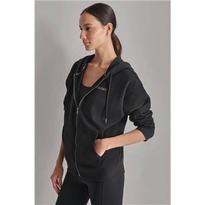 LOGO-EMBELLISHED FLEECE HOODIE