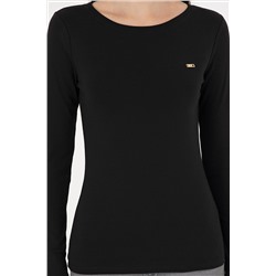 Kadın Siyah Bisiklet Yaka Sweatshirt