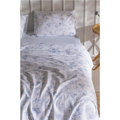 Tiny King Size Pamuklu Ecocell Baskılı Pike Takımı - Mavi