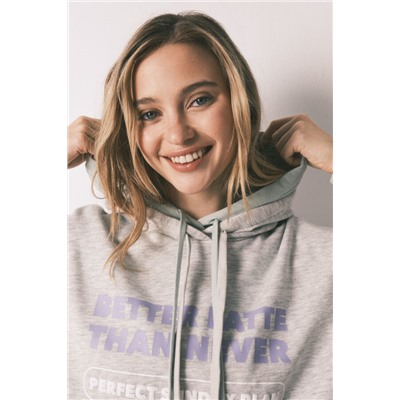 Sudadera capucha felpa algodón gris