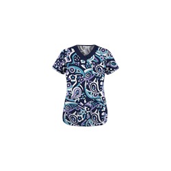 UA Paisley Showers Dark Lilac Scrub Top