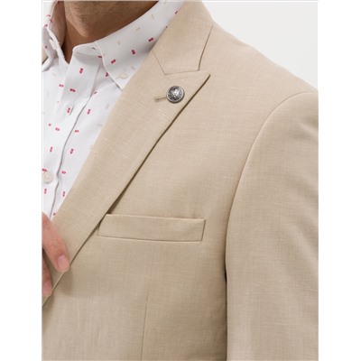 Bej Ex. Slim Fit Keten Karışımlı Ceket