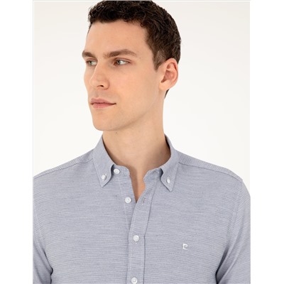 Lacivert Slim Fit Uzun Kollu Gömlek