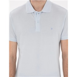 Açık Mavi Slim Fit %100 Pamuk Polo Yaka Basic Tişört
