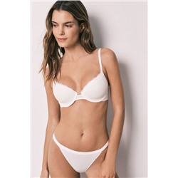 Tanga tira algodón canalé blanca