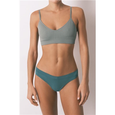 Tanga lisa fruncida verde