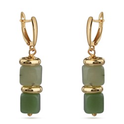 Серьги Терра (кварц 7мм зеленый; покрытие золото), Есть комплект