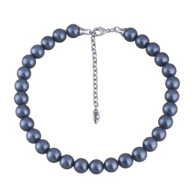 Бусы (Майорка 12мм черничная; покрытие родий) 38-45см, Есть комплект