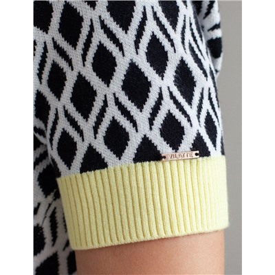 Джемпер с коротким рукавом жаккардовой вязки с принтом ромб