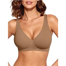 OEAK Womens Deep V Bras Wireless Comfortable Bra Supportive No Underwire Bras Tshirt Push Up Bralettes Plunge Seamless Bra