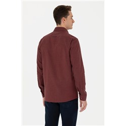Erkek Bordo Uzun Kollu Basic Gömlek