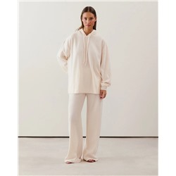 Pantalón de punto acanalado en beige